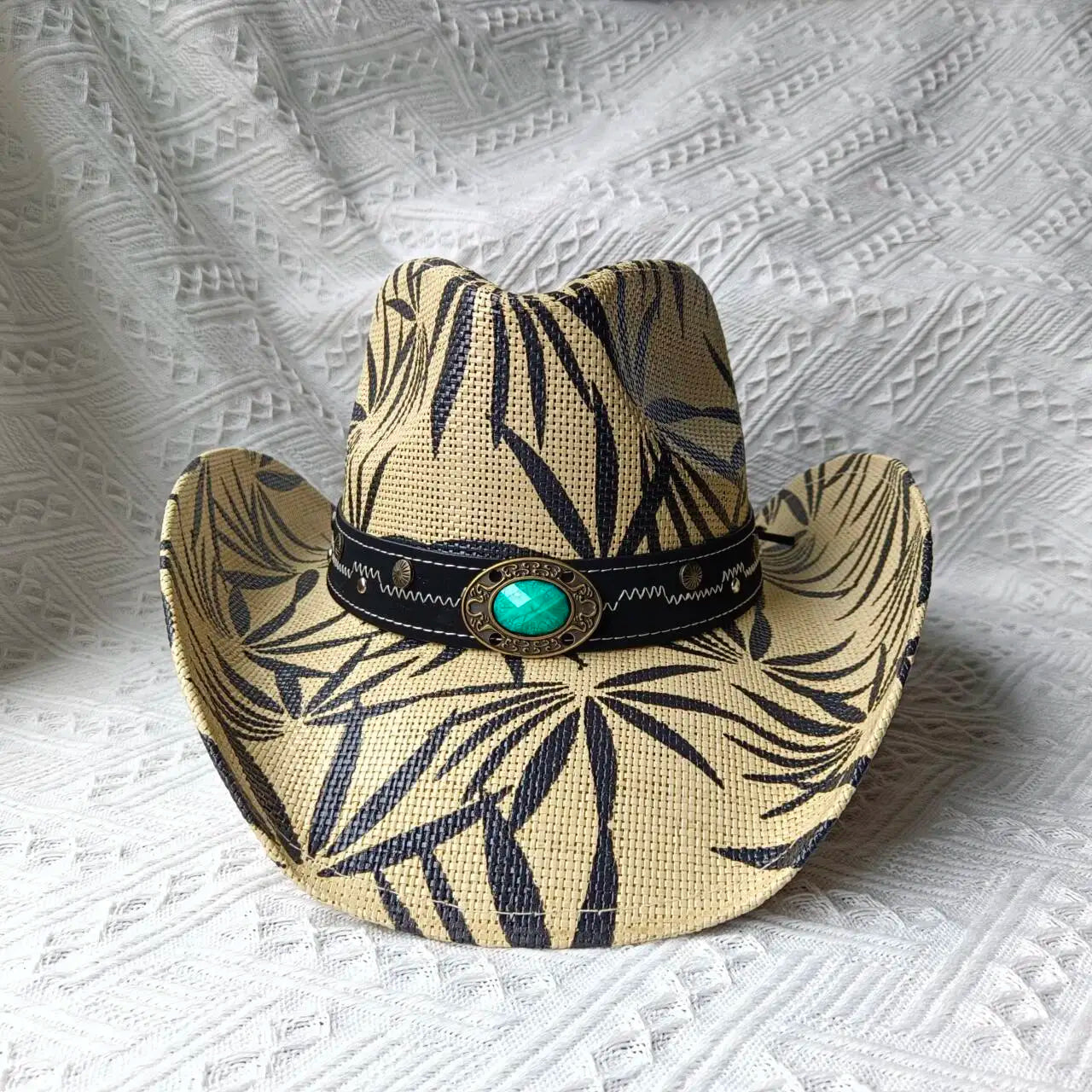Woven Hard Summer Sapphire Accessories Neutral Cowboy Hat