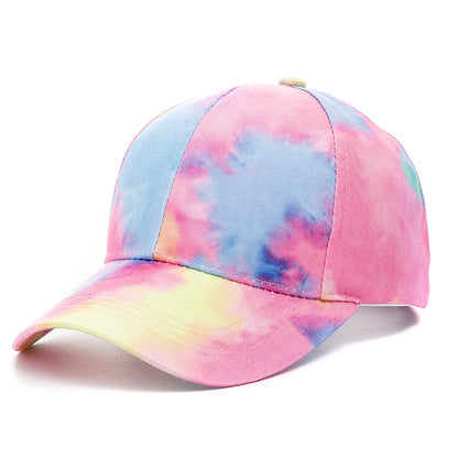 Outdoor Casual Tie Dye Caps For Women Rainbow Colorful Baseball Cap