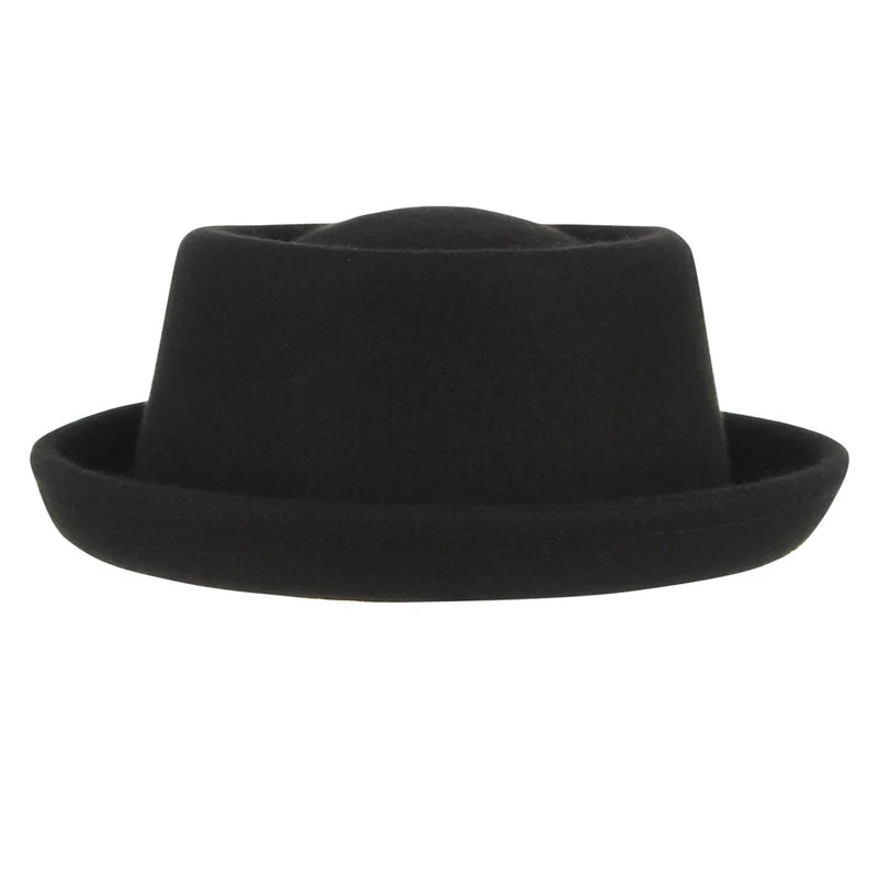 100% Wool Pork Pie Fedora Hat For Women Men