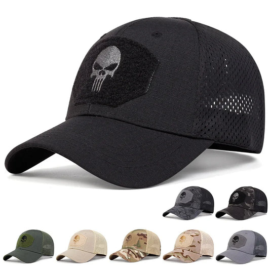 Skull Tactical Airsoft Cap Breathable Sun Visor Trucker Hat Mesh Hunting Baseball Hats