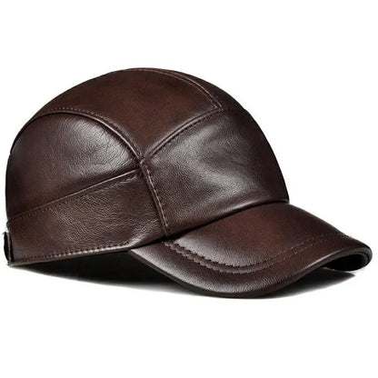 New 2023 Spring/Winter Man Genuine Leather Baseball Caps Male Warm