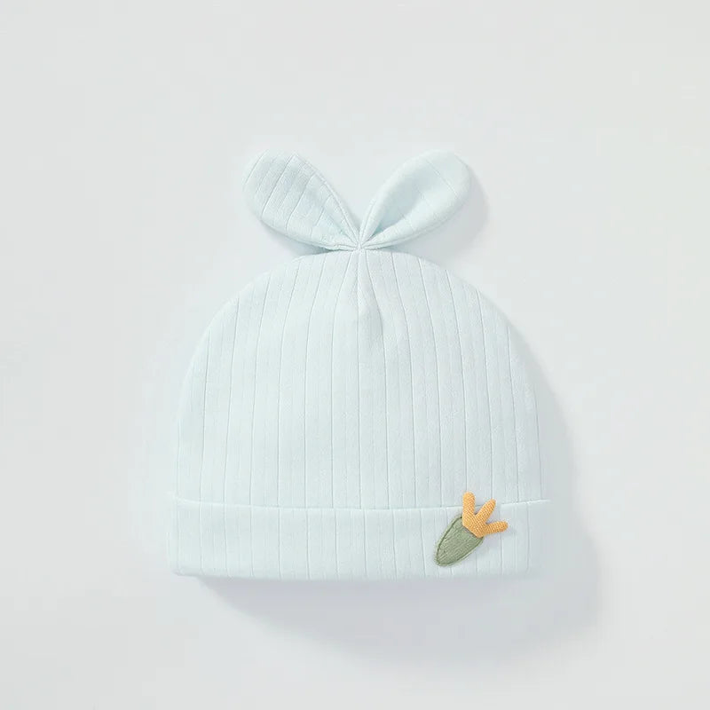 Soft Infant Beanies Caps Baby Hat Cartoon Bear Boneless Muslin Hat Newborn 0-3M