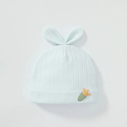 Soft Infant Beanies Caps Baby Hat Cartoon Bear Boneless Muslin Hat Newborn 0-3M