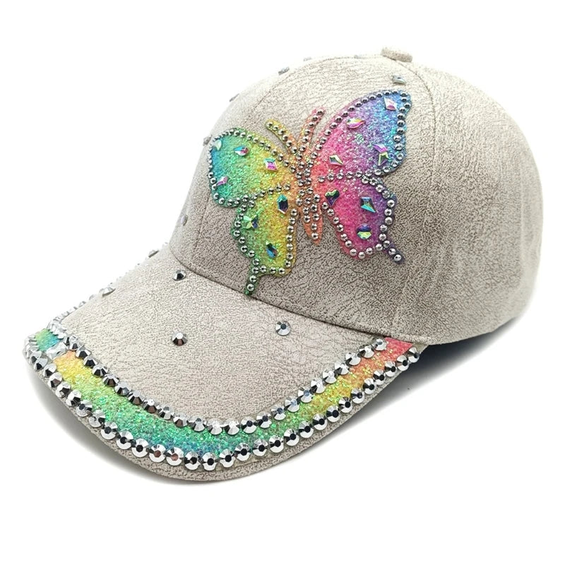 2000s Butterfly Pattern Baseball Cap Long Brims Sun Hat