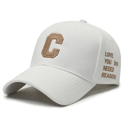 White Golden Letter Baseball Cap For Men