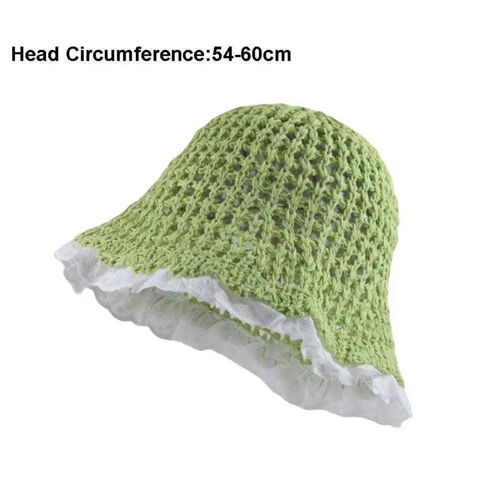 Fashion Lace Fisherman Hat Wide Brim Breathable Woven Hat