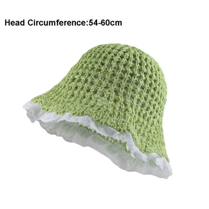 Fashion Lace Fisherman Hat Wide Brim Breathable Woven Hat