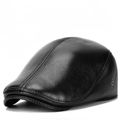 Men's Outdoor Leather Hat Winter Berets