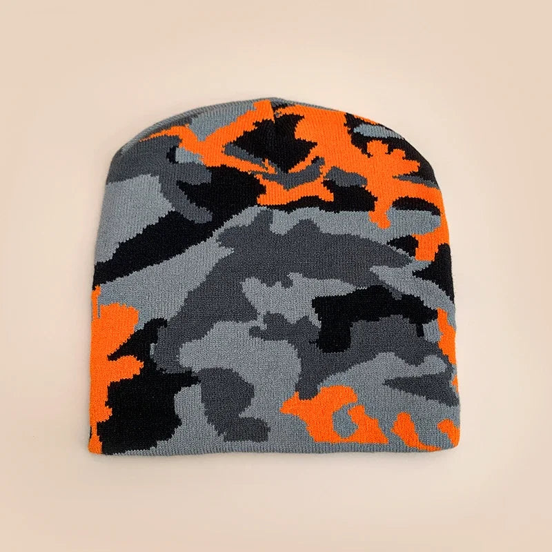 European Camouflage Knitted Hats Color Block