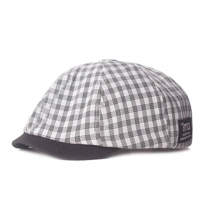 Plaid Cotton Octagonal Cap Literary Youth Women's Painter Hat