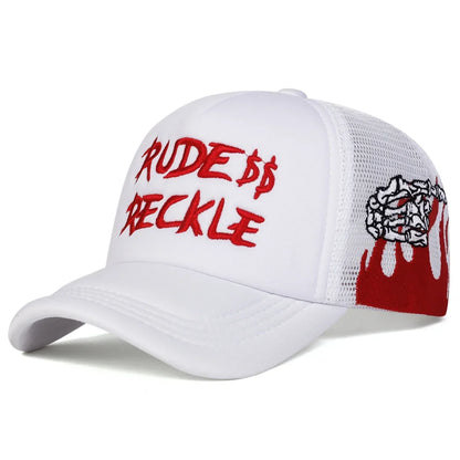 Unisex Rude Reckle Letter Embroidery Baseball Net Caps Spring Summer