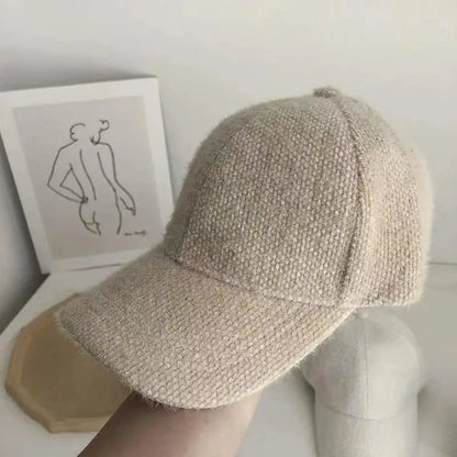 Casual Solid Color Baseball Cap Rabbit Hair Adjustable