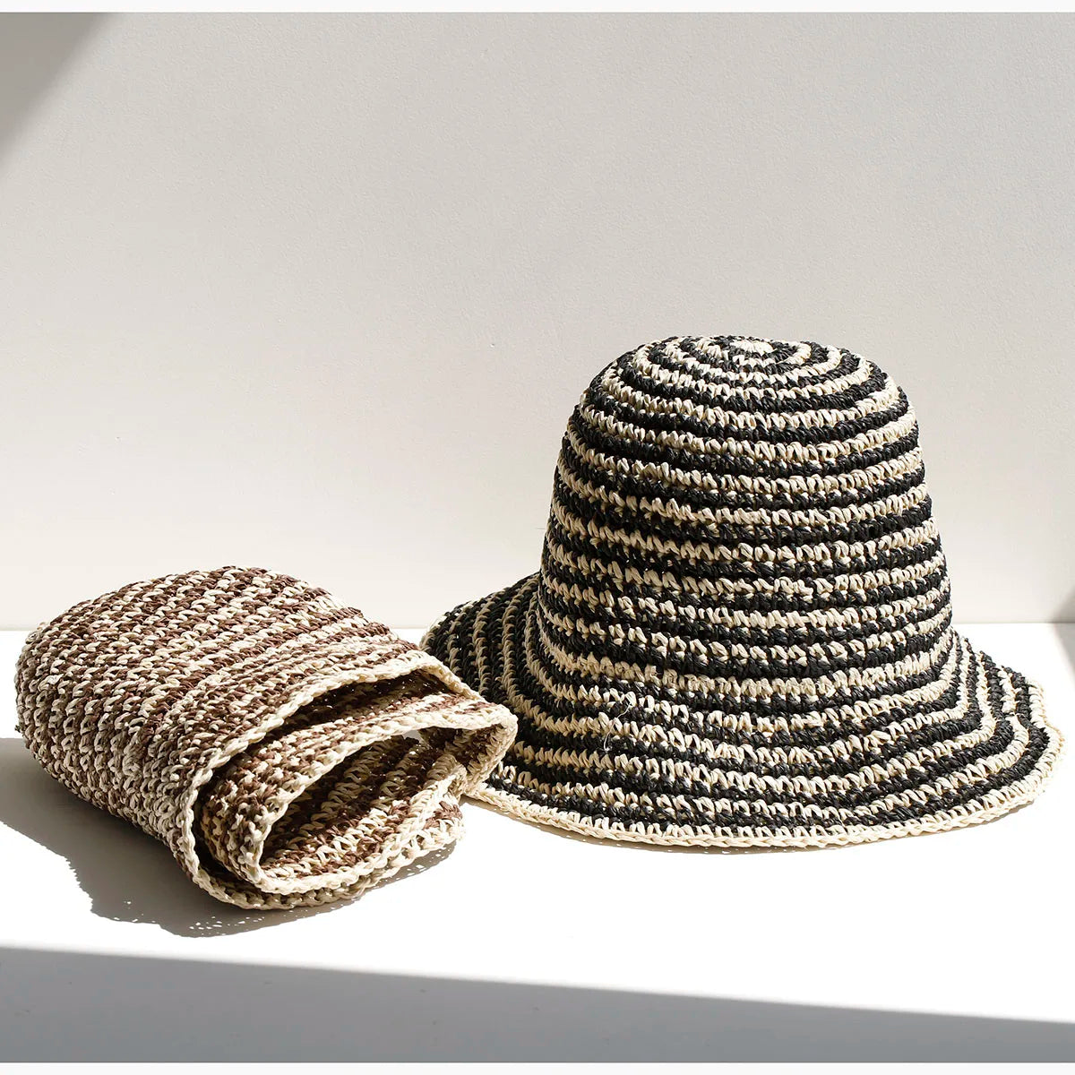 Women Beach Panama Straw Dome Bucket Hat