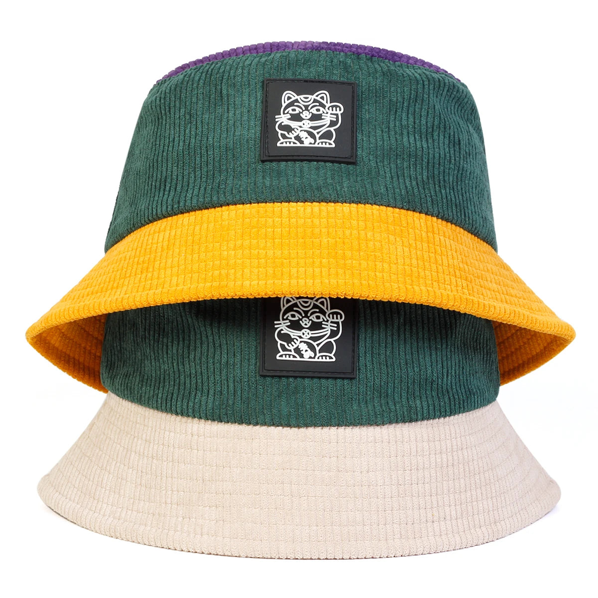 Unisex Cat Embroidery Personality Bucket Hats Fishermen Caps Outdoor Casual Cap Sunscreen Hat