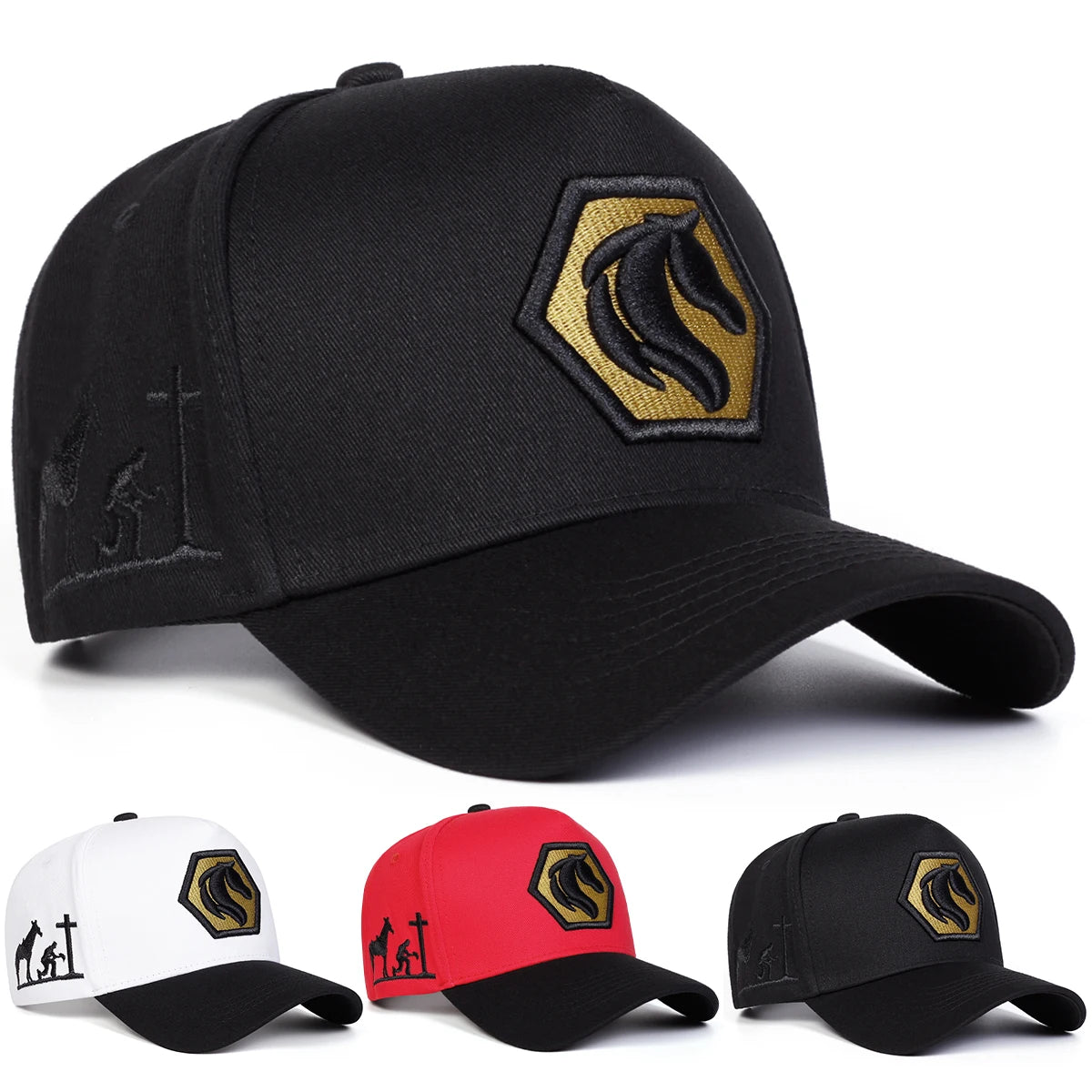 Unisex Horse Embroidery Baseball Caps Spring Autumn Outdoor Adjustable Casual Hats Sunscreen Hat Sports Cap