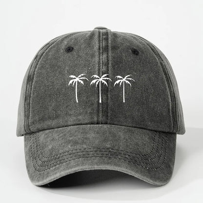 Printed Three Coconut Tree Washed Baseball Hat Outdoor