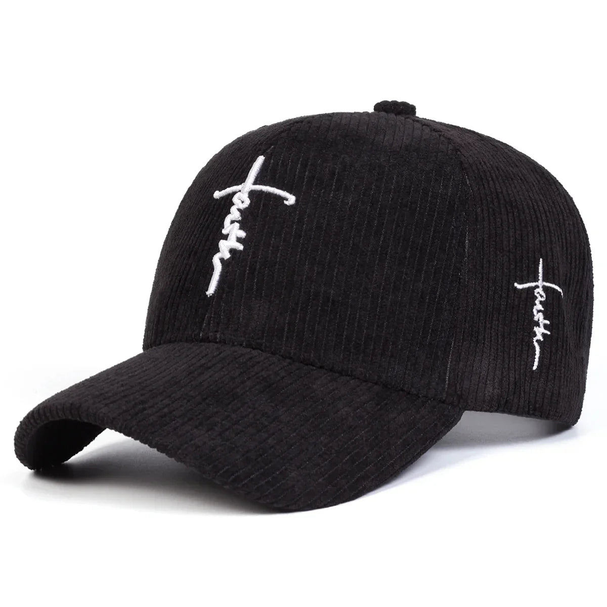 Unisex Letter Cross Embroidery Corduroy Baseball Caps Spring and Autumn