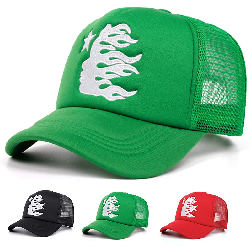 Five Pointed Star Portrait Sponge Baseball Cap Women Men Outdoor Sports Event Mesh Cap Trucker Hat