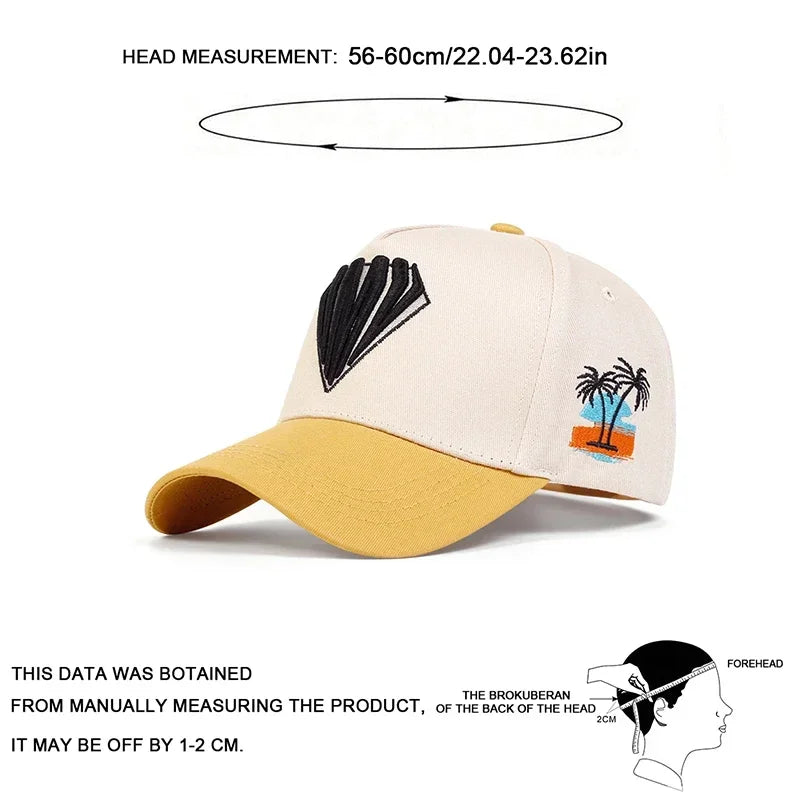 Unisex Diamond Embroidered Side Coconut Tree Baseball Caps