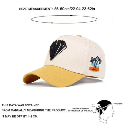 Unisex Diamond Embroidered Side Coconut Tree Baseball Caps