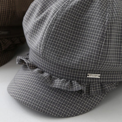 Striped Plaid Octagonal Cap Women Beret