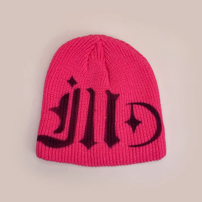 Color Block Street Sanskrit Knitted Hats Autumn And Winter New Unisex Y2k Warm