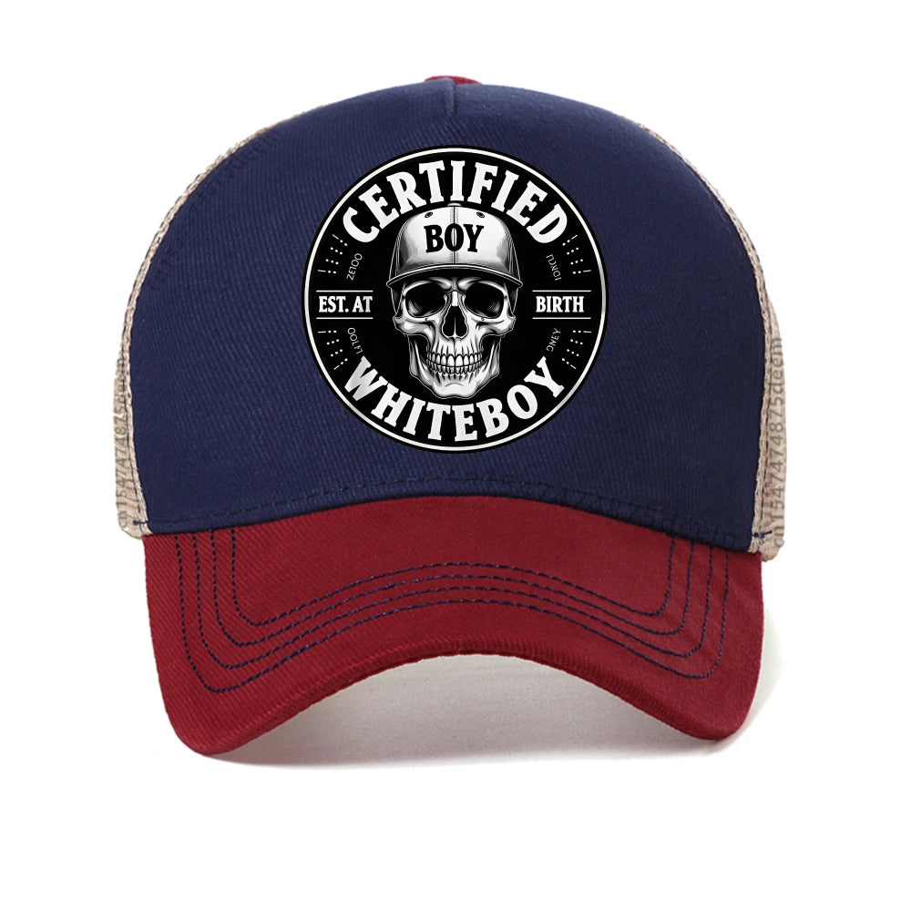Certified Bold Skull Whiteboy Printed Baseball Cap Men Women Summer