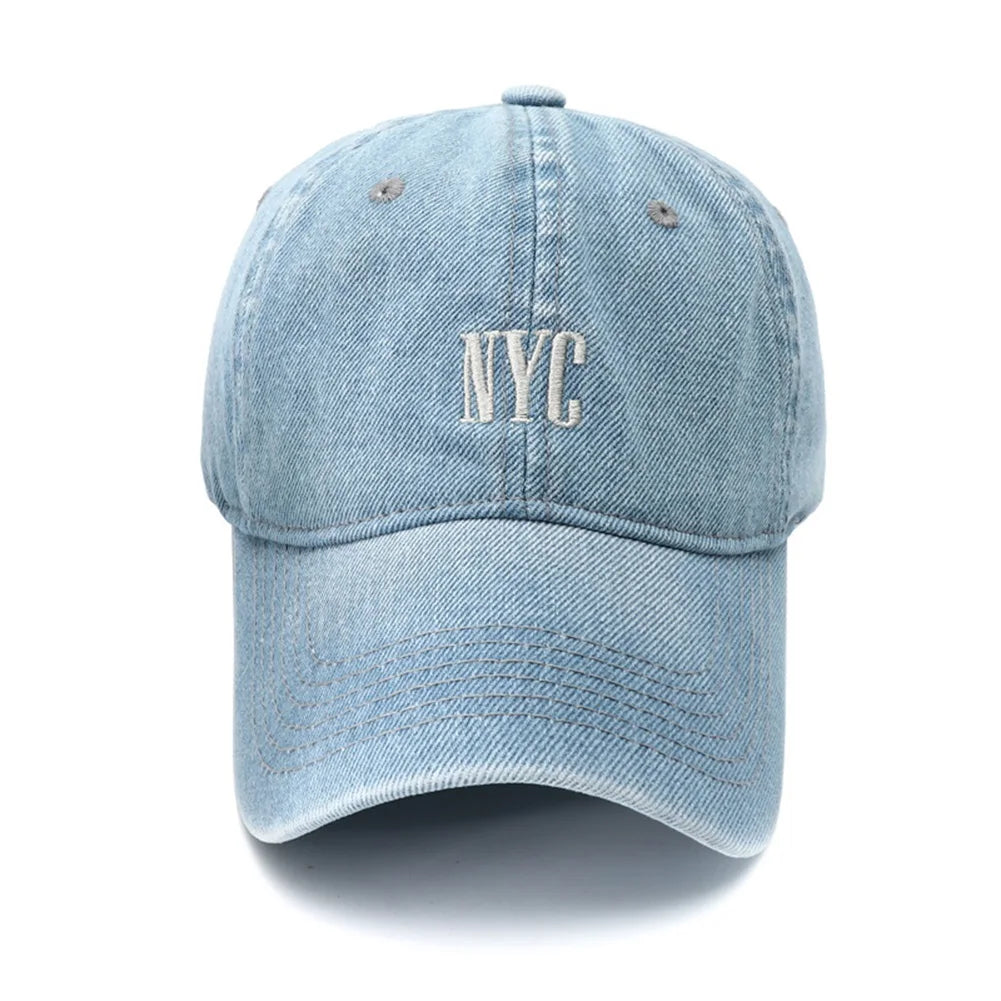 Unisex Vintage Embroidery Washed Denim Baseball Cap Adjustable Snapback Hat