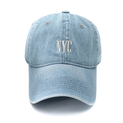Unisex Vintage Embroidery Washed Denim Baseball Cap Adjustable Snapback Hat