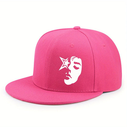 Fashion Face Pattern Printed Flat Brim Hat Hip Hop Y2k Snapback Hats