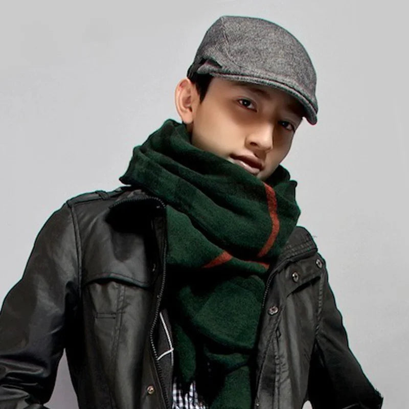 Vintage Plaid British Newsboy Beret Retro Male Woolen Beret Cap Classic Old Man