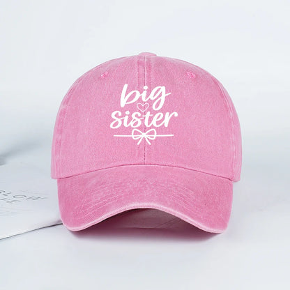 "Big Sister" Print Washed Baseball Cap