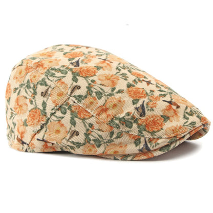 Men Women Retro Floral Artist Painter Beret Hat Adjustable