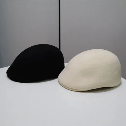 Winter High Quality Thick Wool Felt Classic Forward Cap