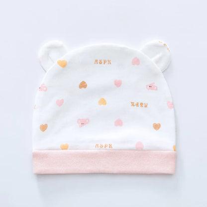 Soft Infant Beanies Caps Baby Hat Cartoon Bear Boneless Muslin Hat Newborn 0-3M