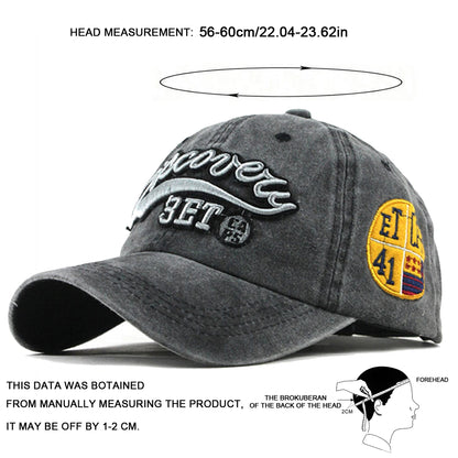 Unisex 3ET Letter Embroidery Wash Baseball Caps Spring and Autumn
