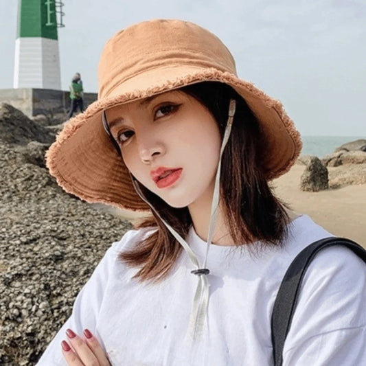 Fashion Adjustable Denim Bucket Hat Big Brimmed UV Protection