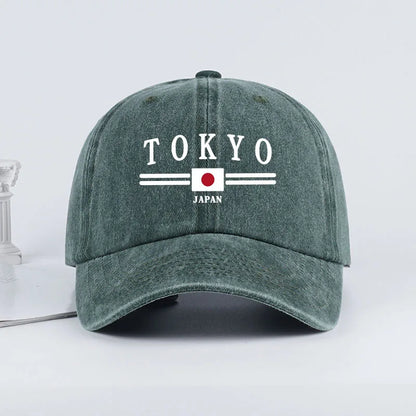 TOKYO JAPAN Printed Washed Baseball Cap Tokyo Japan Urban Style Classic Fashion Daily Commuting