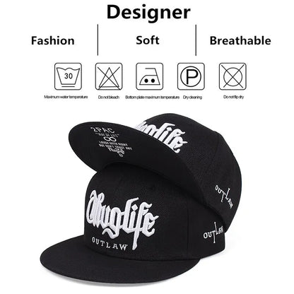 1 Pcs Fashion Fastball Cap Thug Life Embroidery Hip Hop Snapback Hat Adult