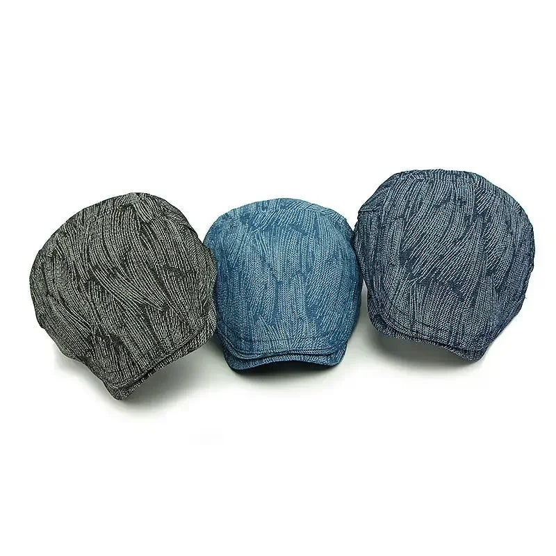 Spring And Autumn Cotton Stripe Print Newsboy Caps