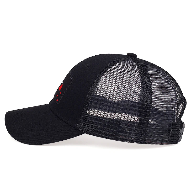 Unisex Skeleton Head Branch Heart Embroidery Baseball Net Caps Spring Summer