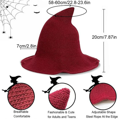 Halloween Witch Hat Long Point Hat Knitted Cap For Women Halloween Party Hat