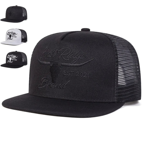 Unisex Bullhead Letter Embroidery Hip-hop Net Hats Spring Summer