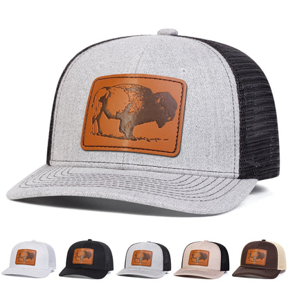 Unisex Yak Leather Label Baseball Net Caps Spring and Summer