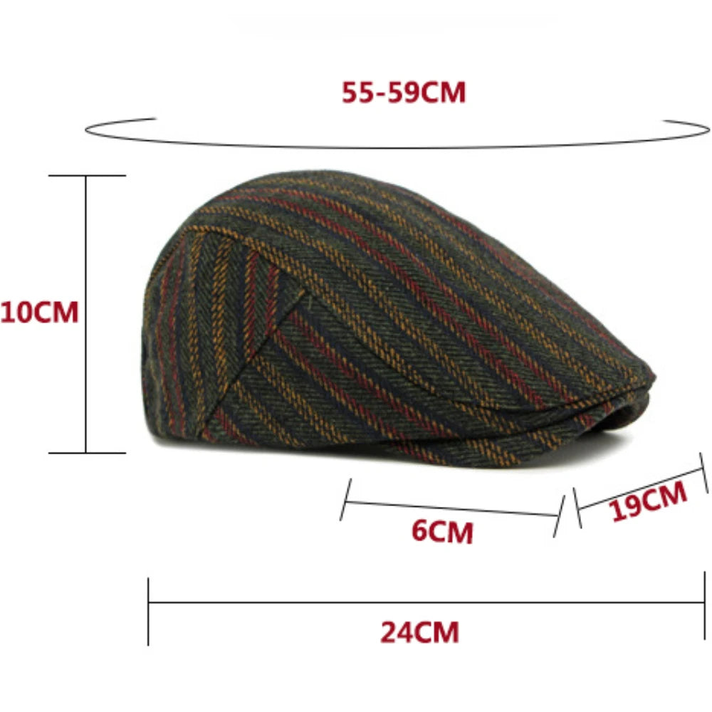 Men Berets Women Retro Striped Artist Painter Wool Beret Hat