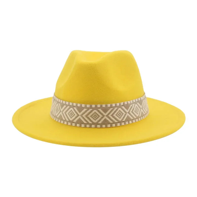 Panama Hat Western Cowboy Hats For Women Solid Big Brim Casual Fedoras Men Women
