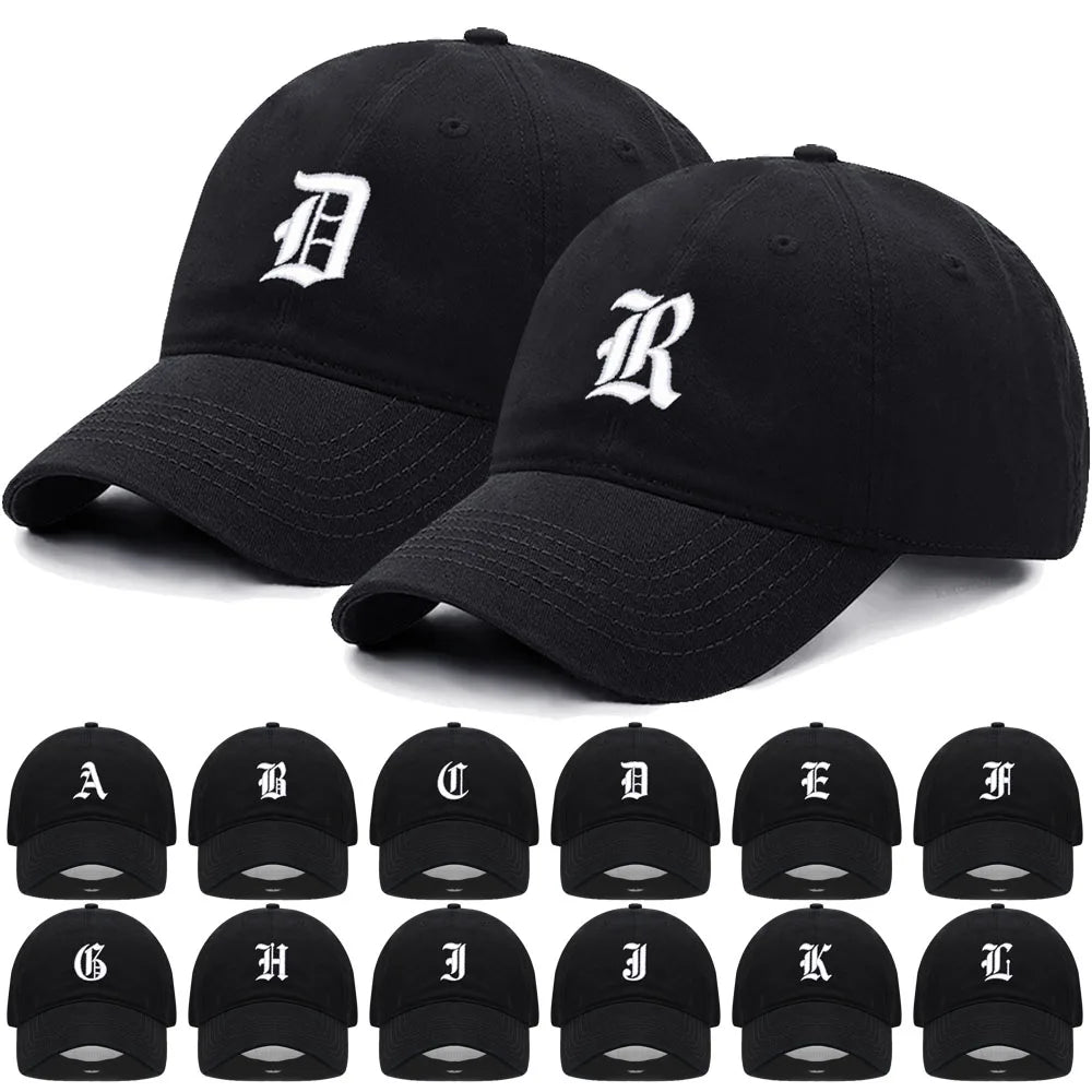 Old English Letter A-Z Embroider Baseball Cap For Men Women