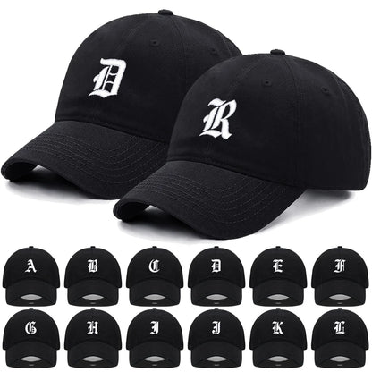 Old English Letter A-Z Embroider Baseball Cap For Men Women