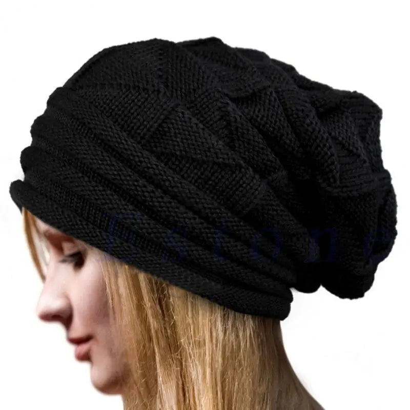 Knitted Baggy Beanie Oversized Winter Hat Ski Slouchy Cap For Women Men