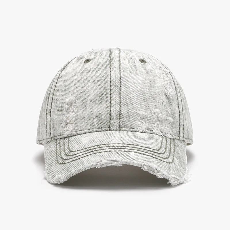 Women Men Baseball Cap Denim Cotton Faded Distressed Ripped Caps